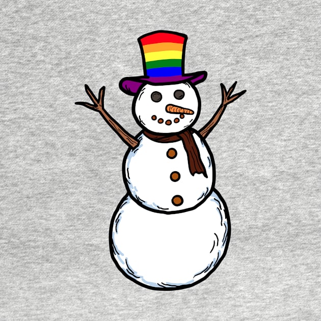 A hand drawn of gay lgbtq snowman in Christmas holiday celebrati by Nalidsa